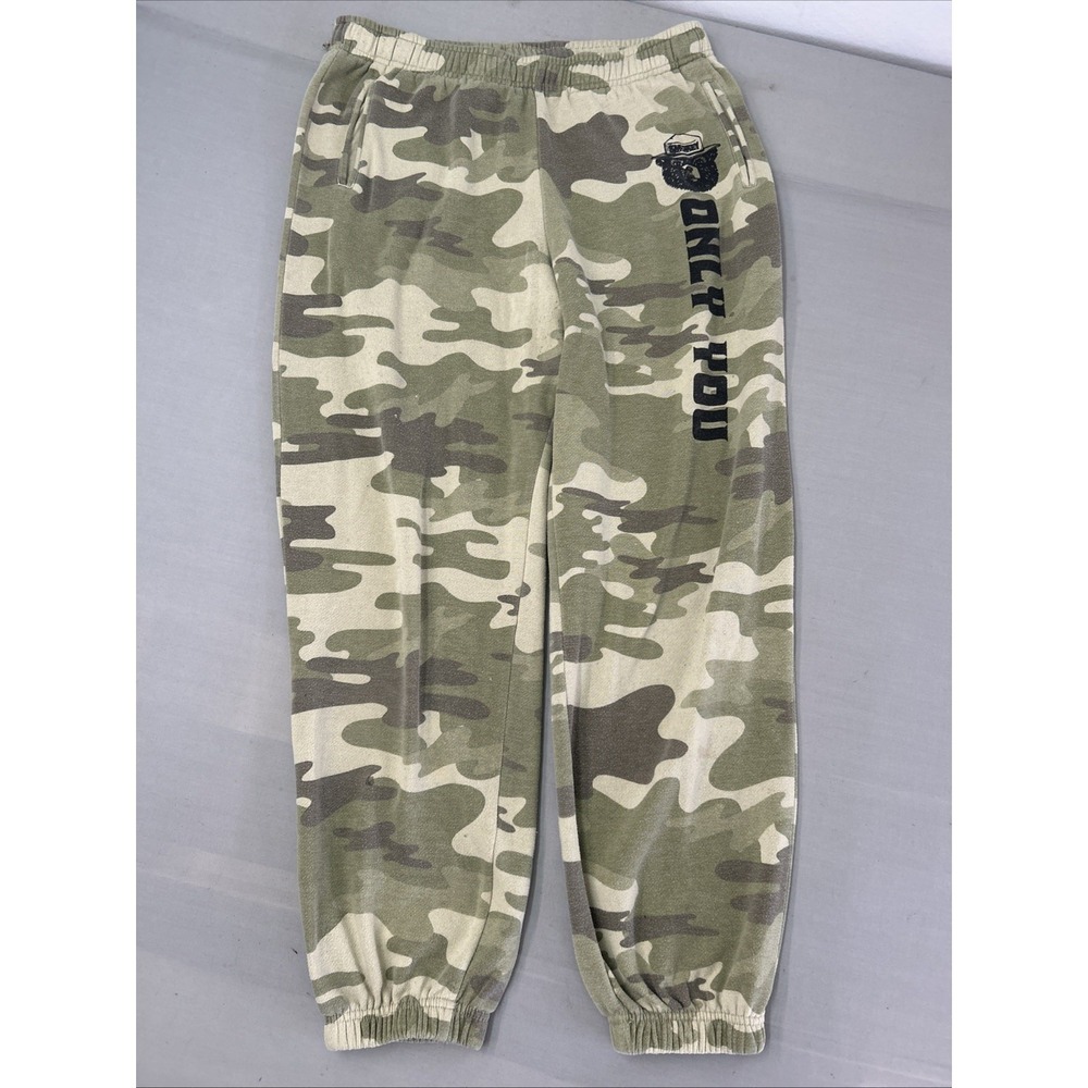 Smokey The Bear Jogger Sweatpants Women Large Green Camo